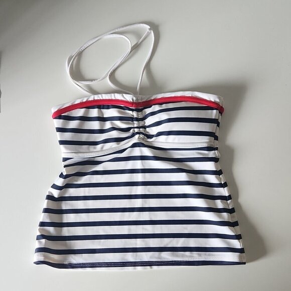 RALPH LAUREN | Halter Tankini top striped nautical navy red sz S - Picture 2 of 5